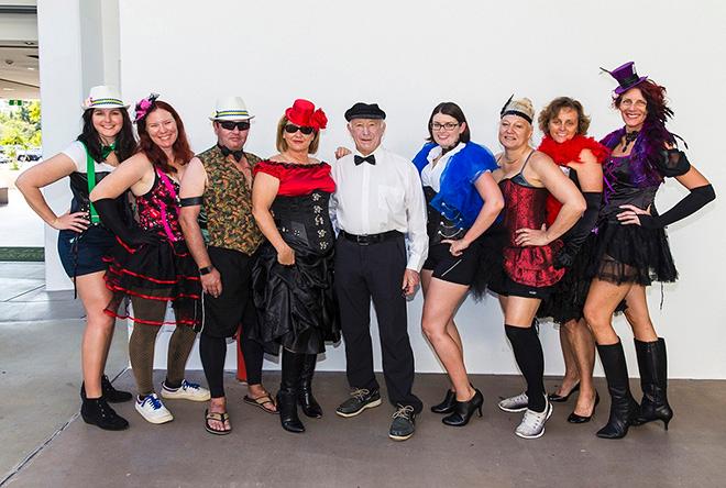 Akarana crew in burlesque (Vicki fourth left, Ian centre) ©  Andrea Francolini / SMIRW